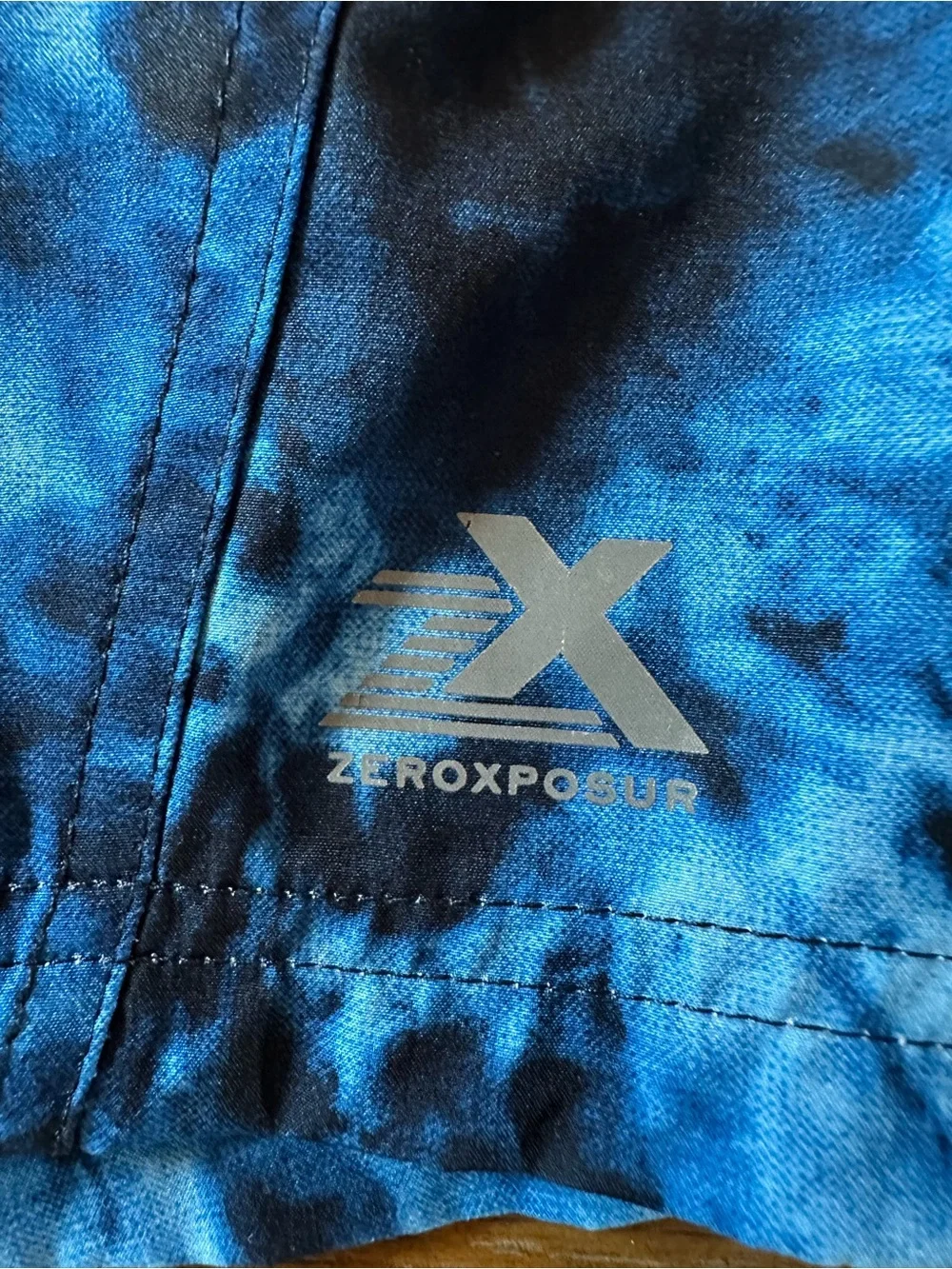 ZeroXposur Men’s Stretch Swim Trunks w   Zip Pocket Navy Dive Tie Dye Pool Beach
